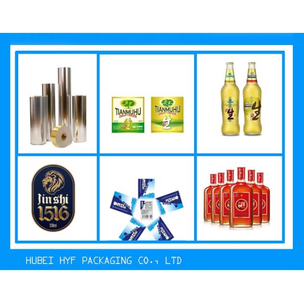 Vacuum Metallic Foil Paper Single Sided Coating , Easy To Wash Away From Bottles For Glass Bottle labels