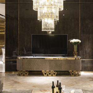 Marble 79" Buffet Table Console With Drawers And Cabinets 0.45m