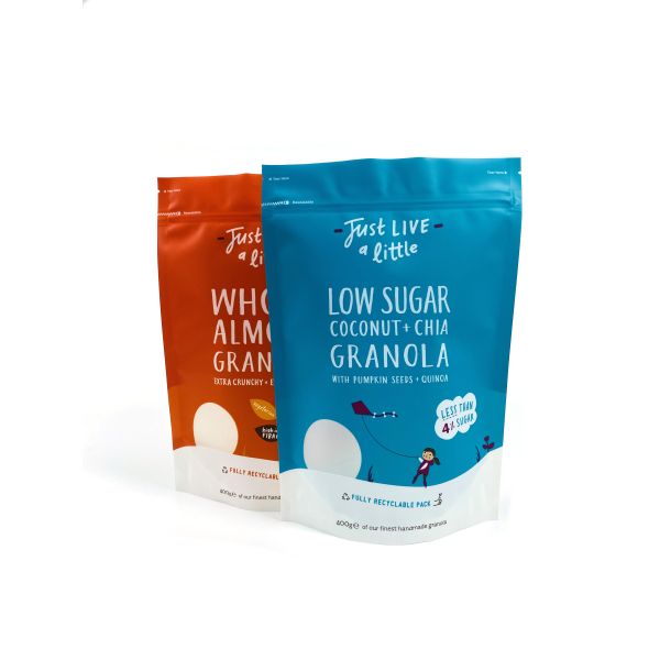 Buy Fully Recyclable Custom Printing 400g Blue & Red Stand Up Pouch at wholesale prices