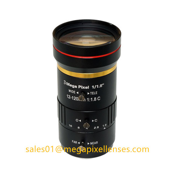 Buy 1/1.8" 12-120mm Megapixel 3MP Manual IRIS Manual Zoom C-mount Vari-focal Lens Industrial Lens at wholesale prices