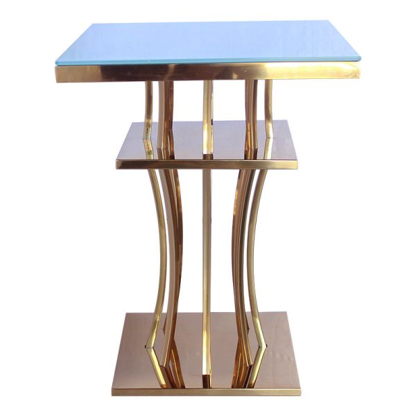 Buy Optional Color Glass Top Bar Table Stainless Steel Gold Bar Furniture at wholesale prices