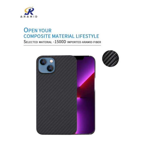 Matte Finish iPhone 13 Mini Cover With Plastic Ring Design Aramid Fiber Kevlar Case