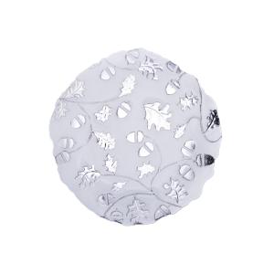 Embossed Round Charger Crystal Glass Plates Aluminium Painting 32cm