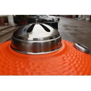 BBQ 22 Inch Charcoal Kamado Grill Bamboo Shelves And Handle