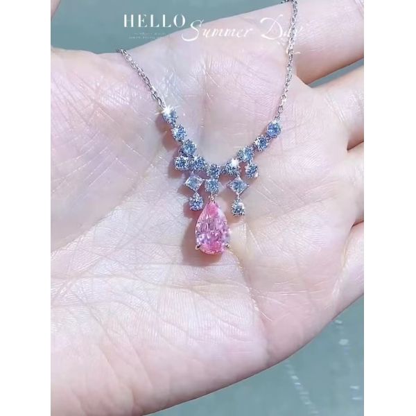Buy IGI Certified Lab Grown Diamond Pendants Pear Cut 2.84ct Pink Fancy Color at wholesale prices