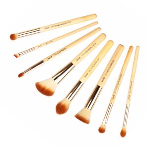 Aluminium Ferrule Bamboo Makeup Brush Set Custom Soft Synthetic Bristles