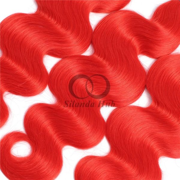 Red Body Wave Remy Human Hair Bundles Sew In Weave Bundles Brazilian Bundle Deals