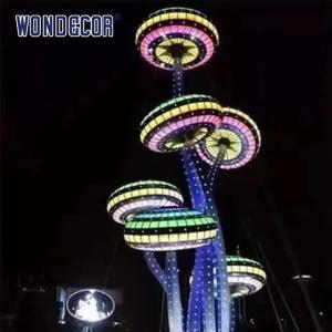 Lighting Abstract Metal Garden Plant Sculptures 3D+2D Design