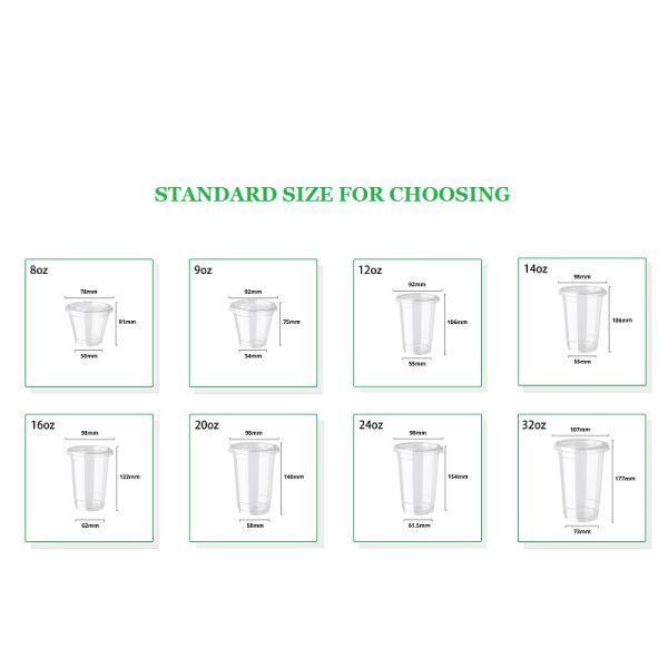 PLA Clear Cups φ90mm 16oz Compostable Cups Environmental Friendly
