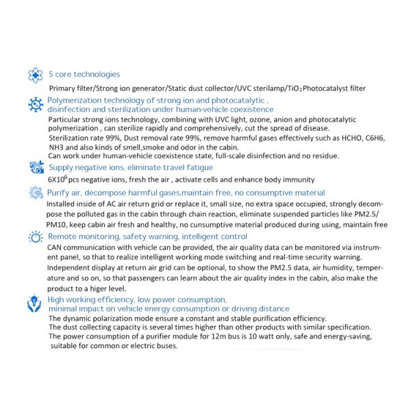 IP43 PP Plastic Bus Air Purifier Personalized For TVOC Cleaning