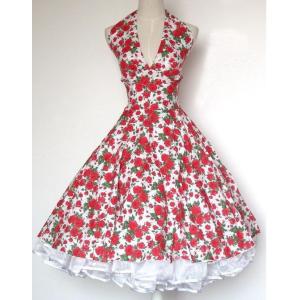 Cotton Print Floral Vintage Swing Dress , Midi Evening Dresses For Dating