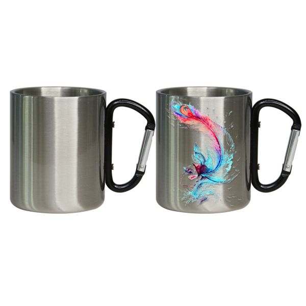 Sublimation Stainless Steel Cup Custom Printing Blank Stainless Steel Mountaineering Buckle Handle Sublimation Cups