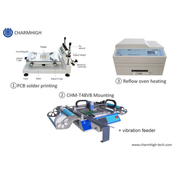 Buy Small SMT Line 3040 Stencil Printer + CHMT48VB Chip Mounter + T937M Lead-free Reflow Oven at wholesale prices