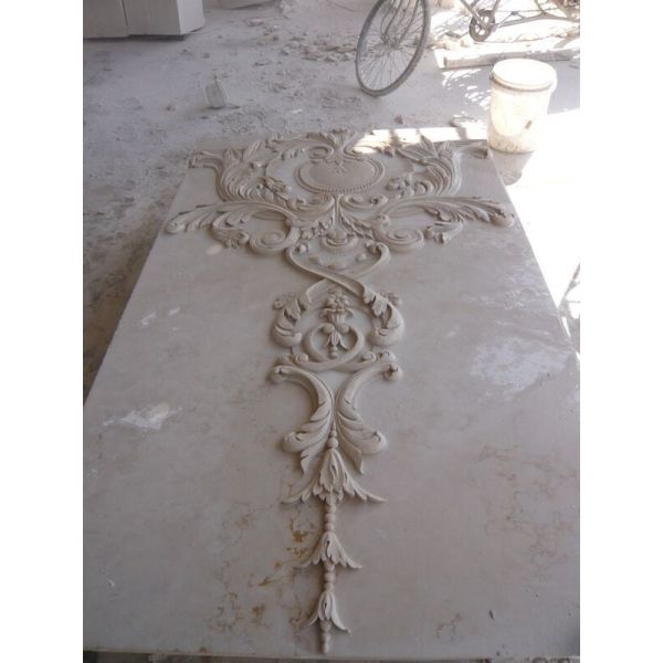 Buy Beige marble carved panel by hand at wholesale prices