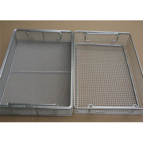 Sterilization Stainless Steel Wire Mesh Baskets Woven Rectangular Shaped Rust