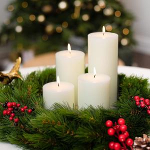 Pillar Candles Set Of 3 - Decorative Rustic Candles Unscented And No Drip