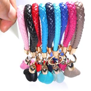 Women 16.5cm Black Rose Personalised Leather Keychain Handmade