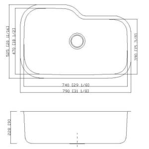 34"L X 20"W Ss Single Bowl Sink , Single Bowl Commercial Sink No Faucet