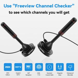 Leadsign Digital Indoor Outdoor TV Antenna with Magnetic Base and 16.5 feet Long