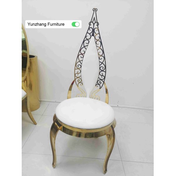 Gold Stainless Steel Commercial Wedding Banquet Chair Leather Velvet