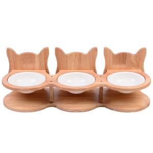 Wooden Cat Bowl Ceramic For Protecting Cervical Spine