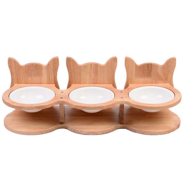 Wooden Cat Bowl Ceramic For Protecting Cervical Spine
