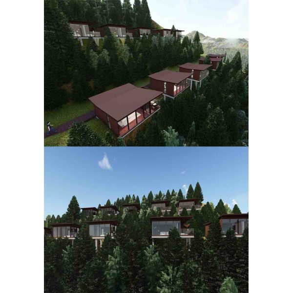 Tall Prefabricated Wooden Houses Gray / Wood Color Waterproof For Mountain Top