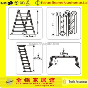 Multipurpose Aluminum Step Ladder Anodized Surface Industrial Aluminum Ladder