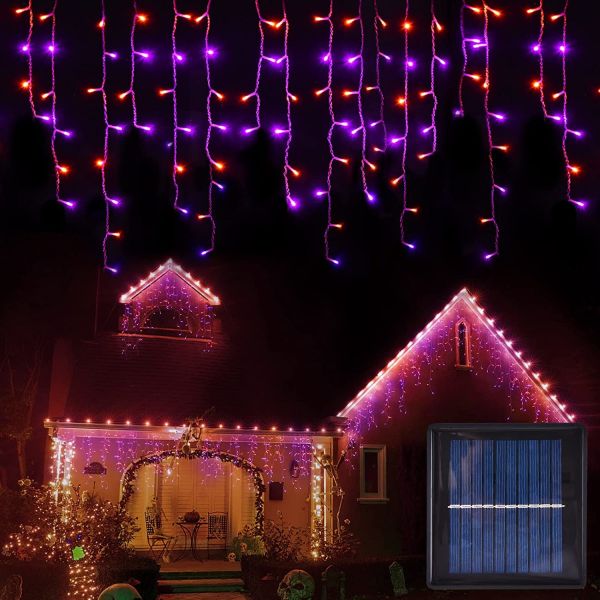 8 Modes Remote Control Solar Icicle Lights 100 LED 600 LM For Wedding Decor