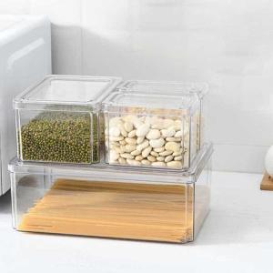 4 Pcs Stackable Plastic Clear Fridge Organizer Set Kitchen Food Storage