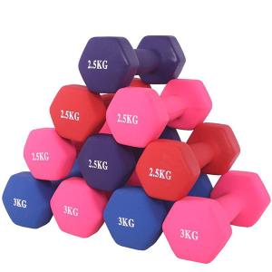 Colored Neoprene Steel Hex Coated Dumbbell Barbell Sets