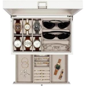 GUKA Watch Box 12 Slot Watch Display Organizer Leather Jewelry Case Drawer Glass