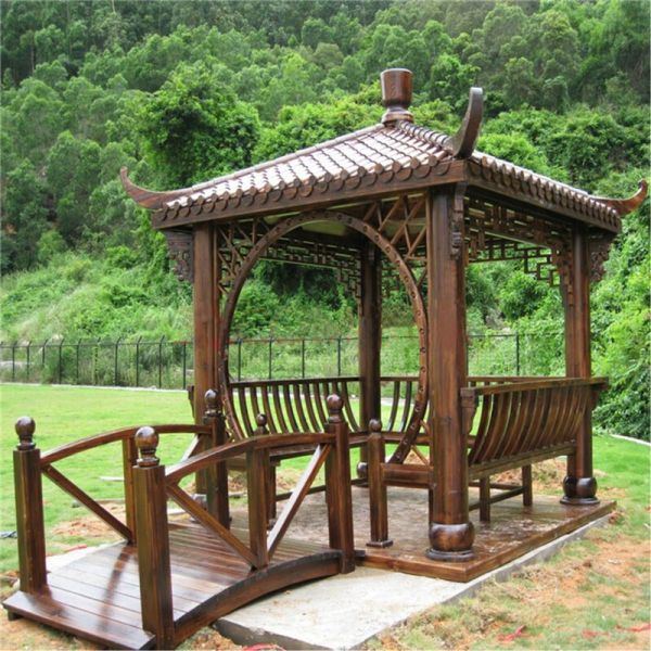 Buy Square Garden Wooden Pavilion Gazebo Hexagon Pergola Grey 2.6m at wholesale prices