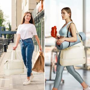 Women Overnight Weekender Tote Bags With Charging Port and Shoe Compartment