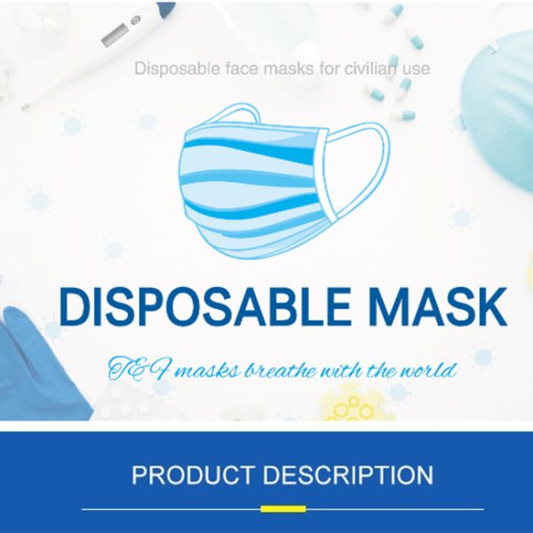 Buy Highly Fit Blue 95% Filtering Efficiency Breathable Medical Face Mask at wholesale prices
