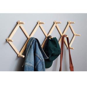 Installation Type Wall Mounted Accordion Style Bamboo Coat Rack with 13 Hooks CE