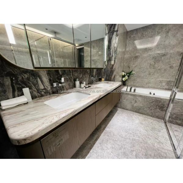 Polished Modern Luxury Italy White Galaxy Marble Stairs for Bathroom Basins in Villas