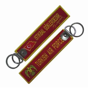 High Density Custom Woven Keychain Dry Cleanable Custom Shape