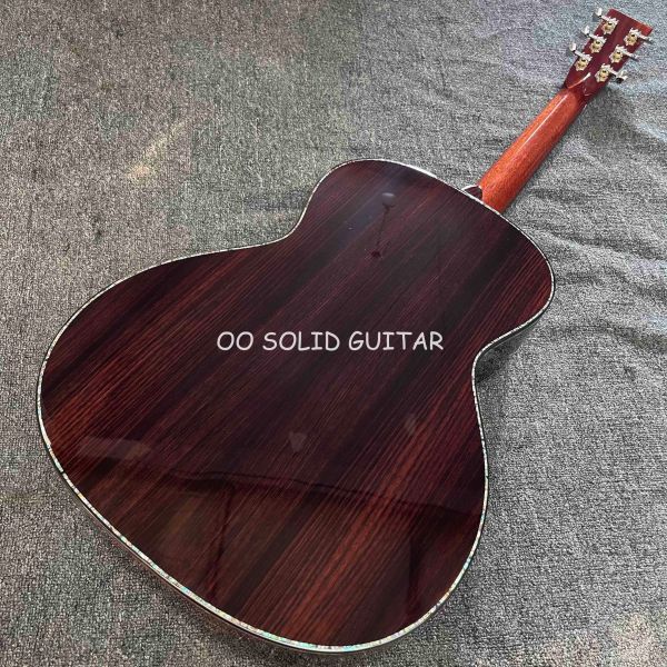 Classic Folk Parlor Acoustic Guitar Solid Indian Rosewood 38 Inch B/S OO Body in Sunburst Color