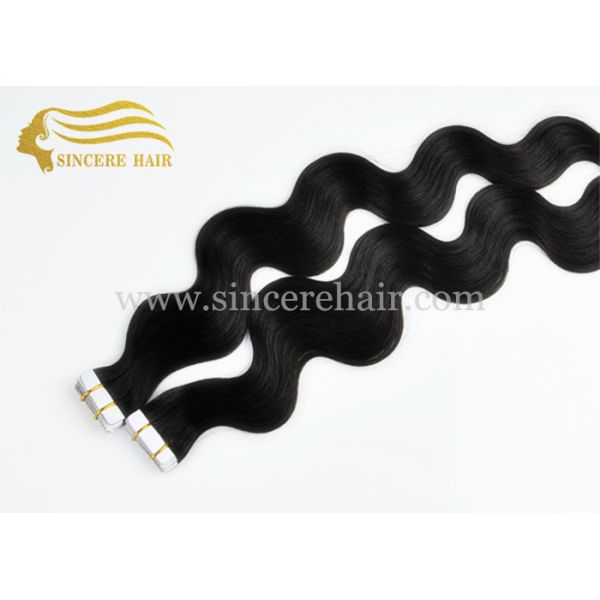 14" Body Wave Hair Weft Extensions, 35 CM Brown Remy Human Hair Weft Extension For Sale