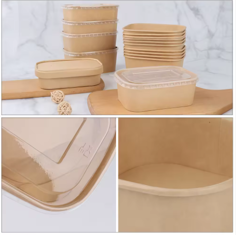Kraft Disposable Custom Color Bowl Take Away Paper Lunch Box Food Container