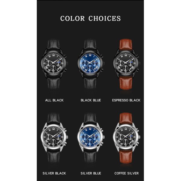 Mineral Crystal Buckle Quartz Battery Wristwatches 30m Water Resistance 12mm