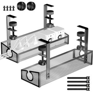 Plating Metal Cable Tray Basket for Standing Desk in Office and Home 10 Silk