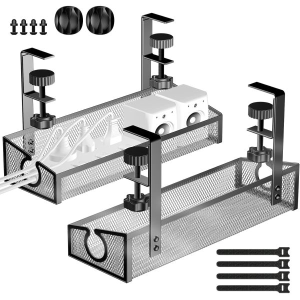 Plating Metal Cable Tray Basket for Standing Desk in Office and Home 10 Silk