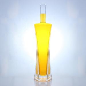 750ml Hexagonal Super Flint Material Cork Sealing Type Glass Bottle for Liquor