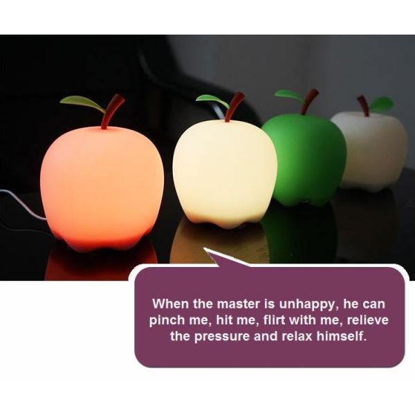 Silicone Children Colorful Night Lights,Apple shaped children's silicone touch sensor LED night light