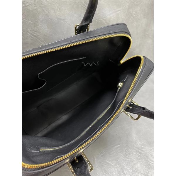Authentic Real True Ostrich Skin Businessmen Briefcase Laptop Purse Bag Genuine Exotic Leather Male Working Handbag