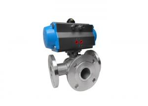 Quality Single Acting Pneumatic Actuated 3 Way Valve , ISO5211 Pneumatic On Off Valve for sale