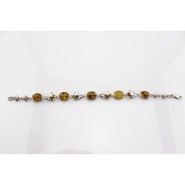 Gemstone Jewelry 925 Silver 8x10mm Oval Citrine Link Tennis Bracelet (SB7001)