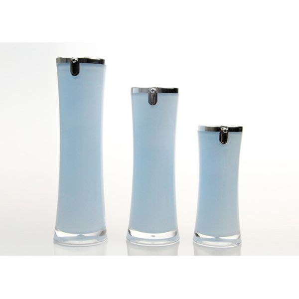 Buy Acrylic Airless Light Blue Plastic Lotion Bottles Round Cosmetic 30ml 50ml at wholesale prices